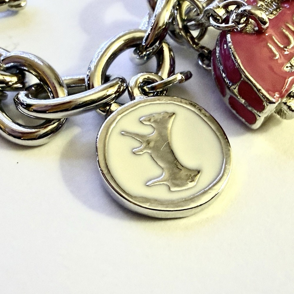 Rare! Limited Edition Juicy Couture Silver Charm Bracelet Purse Crystal 2008 Y2K - Picture 8 of 13